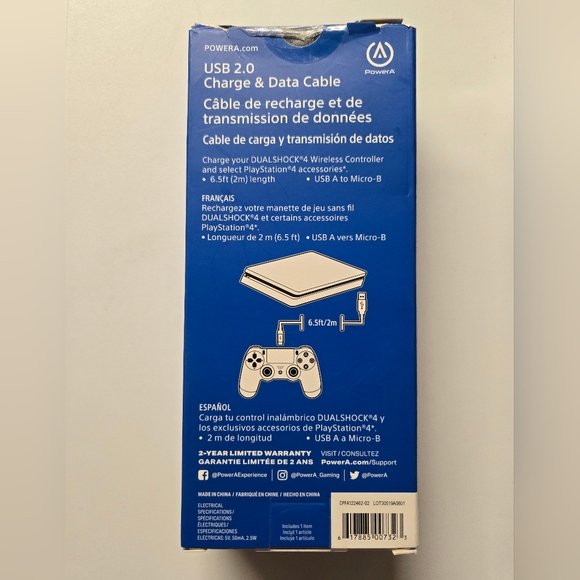 PowerA USB 2.0 Charge & Data Cable For PS4 - Picture 2 of 3